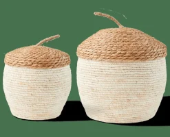 ALVIN Cesta De Almacenaje Con Tapa Marrón, Natural|CASA Outlet