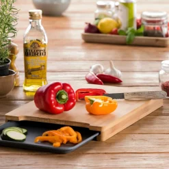 BAMBOO Tabla Para Cortar Con Recipiente Gris, Natural|CASA Discount
