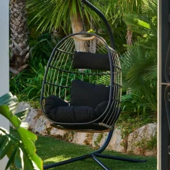 BAZAI Silla Colgante Con Soporte Negro|CASA Best