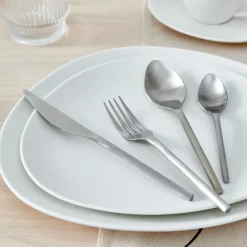 ETNA SATIN Cubierto De 16 Piezas Plateado|CASA Outlet