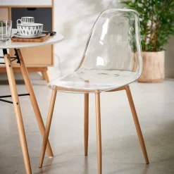 ICE Silla De Comedor Transparente, Natural|CASA Outlet