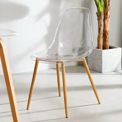 ICE Silla De Comedor Transparente, Natural|CASA Outlet