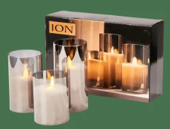 ION Velas LED Juego De 3 Gris|CASA New
