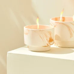 MARBLE Vela De Exterior Blanco, Naranja|CASA Outlet