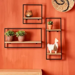 MIX&MATCH Estantería De Pared Negro, Natural|CASA Discount