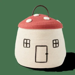 PAULUS Cesta De Almacenaje Con Tapa Rojo, Natural|CASA Hot