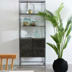 PHARMA Estantería De Pared Con 4 Cajones Negro|CASA Best