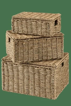 SEAGRASS Caja De Almacenaje M Con Tapa Natural|CASA Clearance