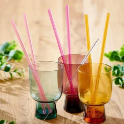 SLURP Pajitas Reutiliz Juego De 6 Mezcla De 3 Colores Naranja, Morado, Rosa|CASA Clearance