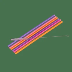 SLURP Pajitas Reutiliz Juego De 6 Mezcla De 3 Colores Naranja, Morado, Rosa|CASA Clearance