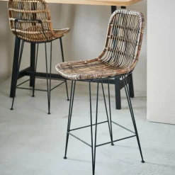 SUMATRA Silla De Bar Negro, Natural|CASA