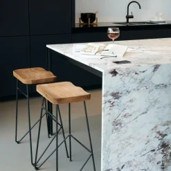 TEAK Taburete Bar Negro, Natural|CASA Discount