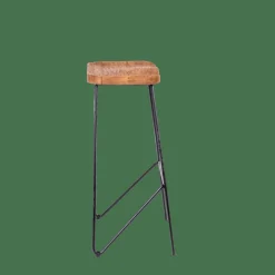TEAK Taburete Bar Negro, Natural|CASA Discount