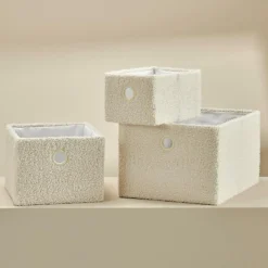 TEDDY Cesta Plegable Blanco Apagado|CASA Sale