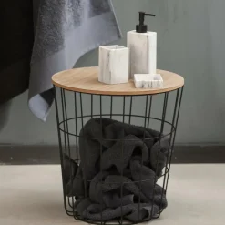 WIRE Mesa Auxiliar Negro, Natural|CASA Online