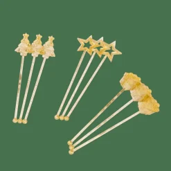 X-MAS Agitadores De Cóctel Juego De 12 Mezcla De 3 Modelos Dorado, Transparente|CASA Clearance