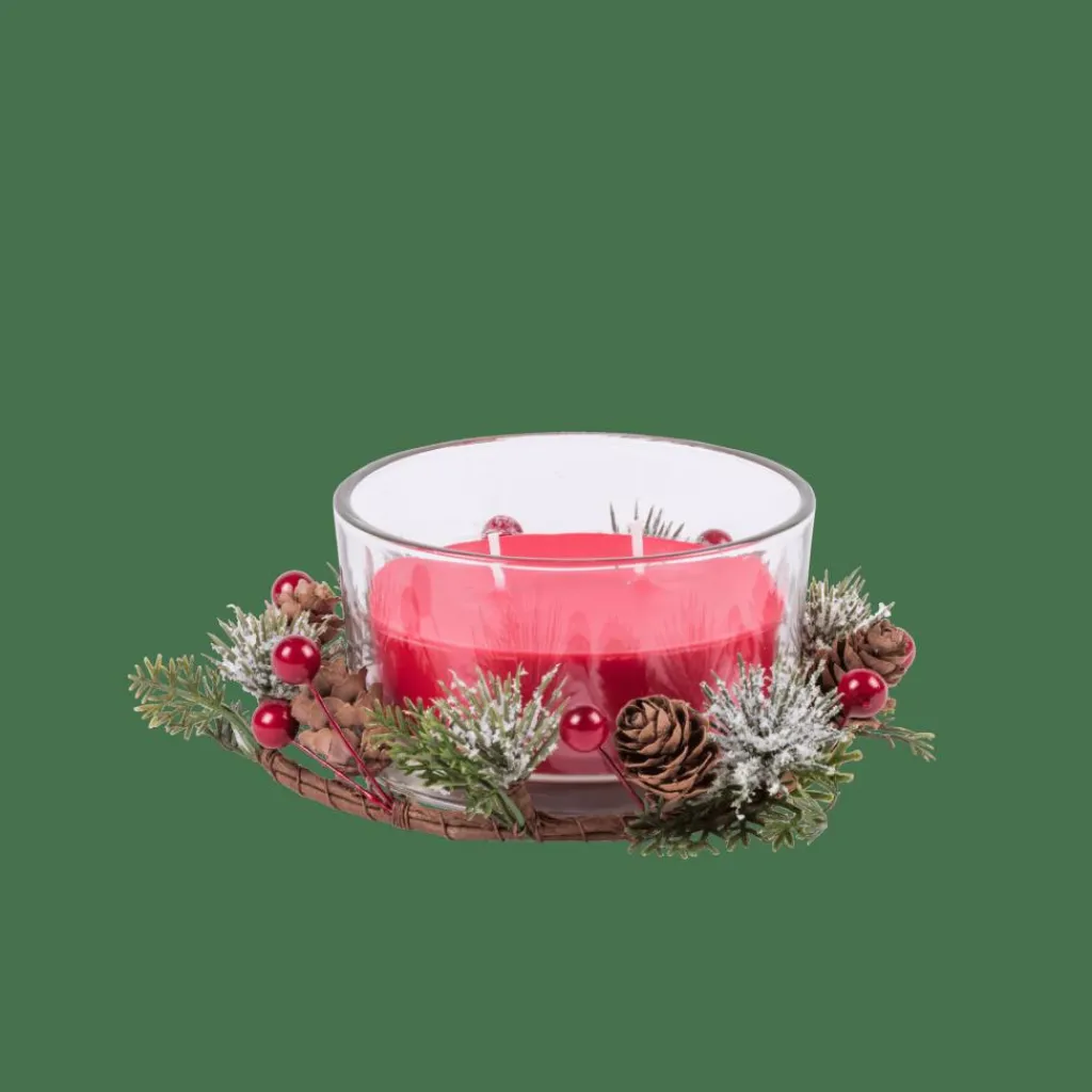XMAS Vela Con Decoración Rojo|CASA Outlet