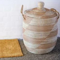 YASMINE Cesta De Lujo Con Tapa Blanco, Natural|CASA Online