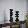 ZIGZAG Soporte Para Vela Pequeña Negro|CASA New