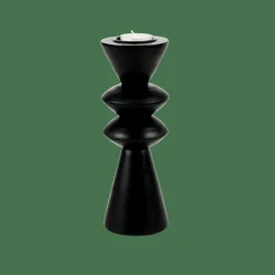ZIGZAG Soporte Para Vela Pequeña Negro|CASA