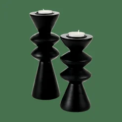 ZIGZAG Soporte Para Vela Pequeña Negro|CASA
